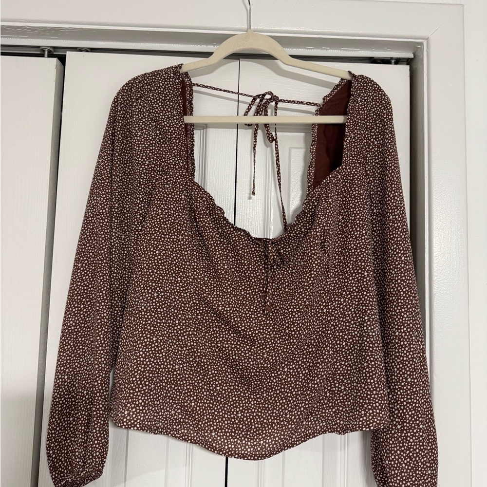 Abercrombie & Fitch Brown Polka Dot Women's Top
